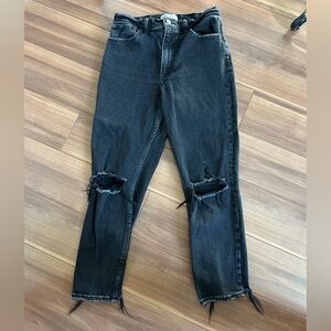 Abercrombie black distressed denim Mom Jean